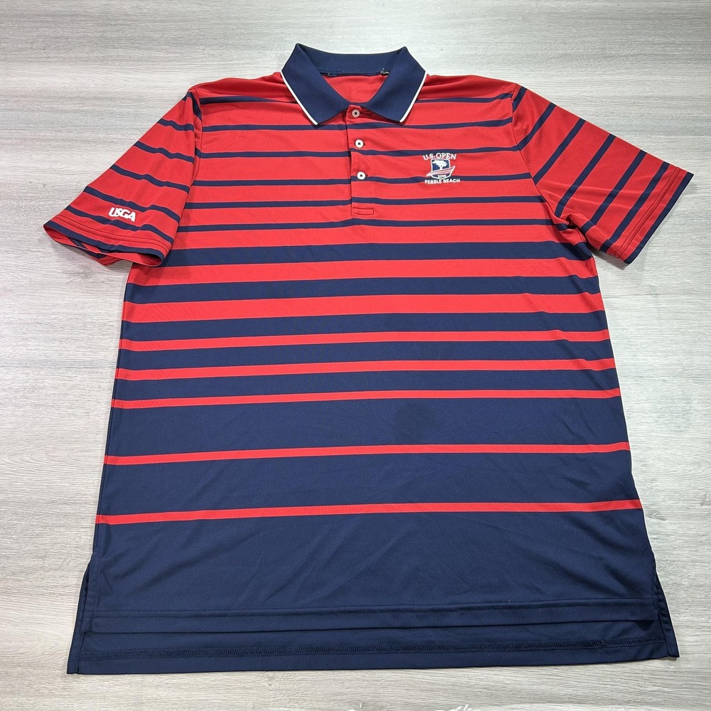 Ralph Lauren Polo Shirt Mens XL Striped U.S. Open 2019 Pebble Beach‎ Golf